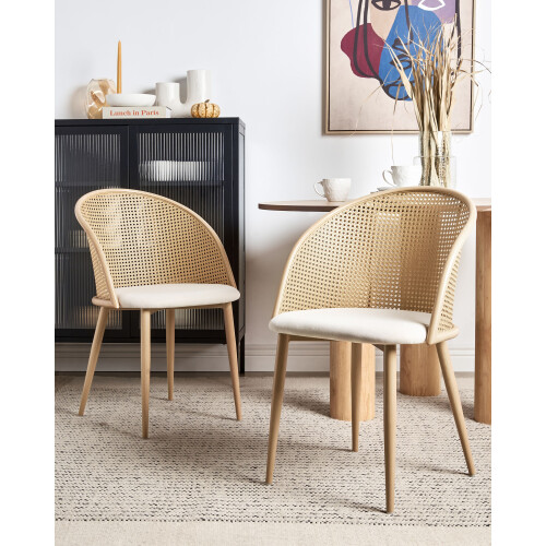 Beliani Set of 2 Dining Chairs CORNELL Metal Light Beige 1