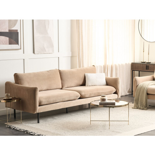 Beliani Sofa 3 Seater VINTERBRO Velvet Beige 1
