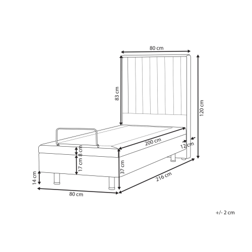 Beliani Adjustable Bed Fabric CASTELLAN 80 x 200 cm (EU Small Single) Dark Grey 2