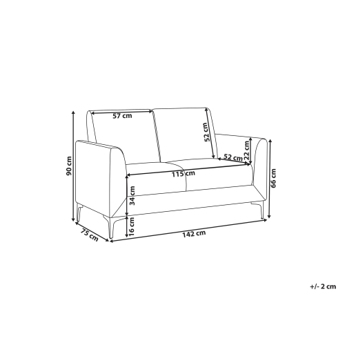 Beliani Sofa 2 Seater FENES Fabric Beige 2