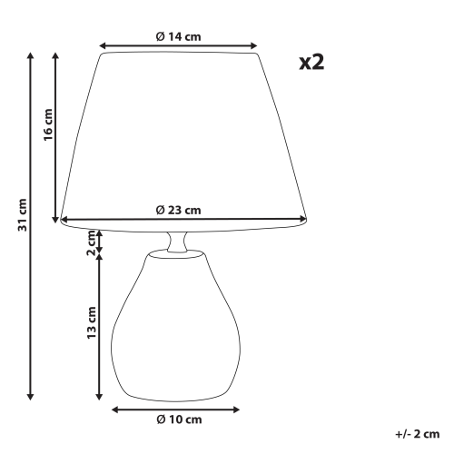 Beliani Set of 2 Table Lamps ARWADITO Ceramic Grey 2