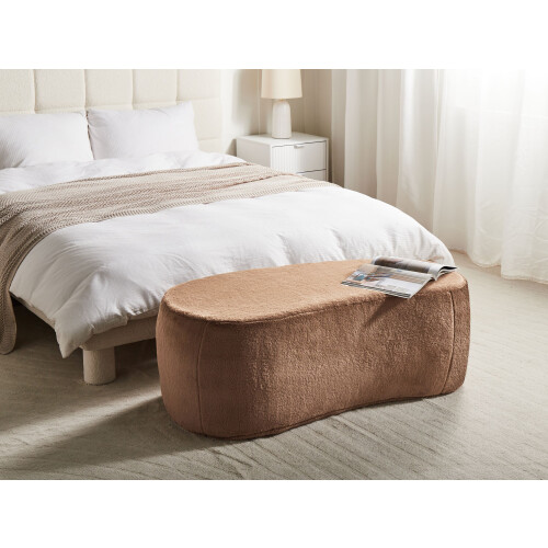 Beliani Pouffe BAYARD Faux Fur Light Brown 1