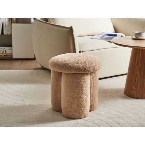 Beliani Pouffe CARRINGTON Boucle Beige 1