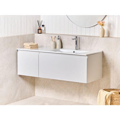 Beliani Wall Mounted Vanity Unit with Basin COROICO Light Grey 1