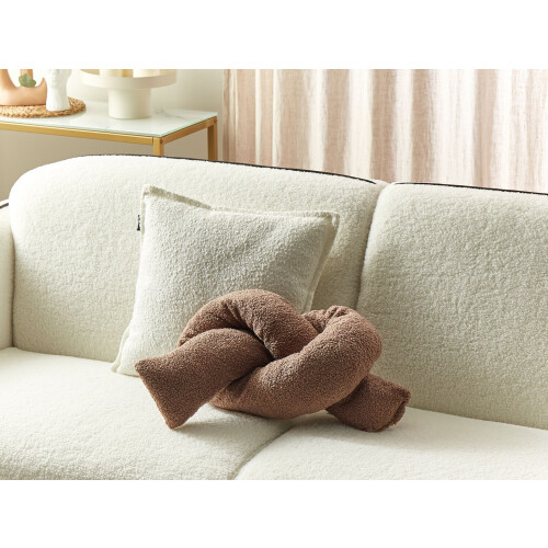 Beliani Throw Cushion GLADIOLUS 172 x 14 cm Boucle Brown Solid 1