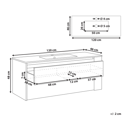 Beliani Wall Mounted Vanity Unit with Basin MANCORA Taupe 2