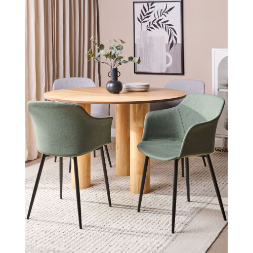 Beliani Set of 2 Dining Chairs ELIM Fabric Dark Green 1