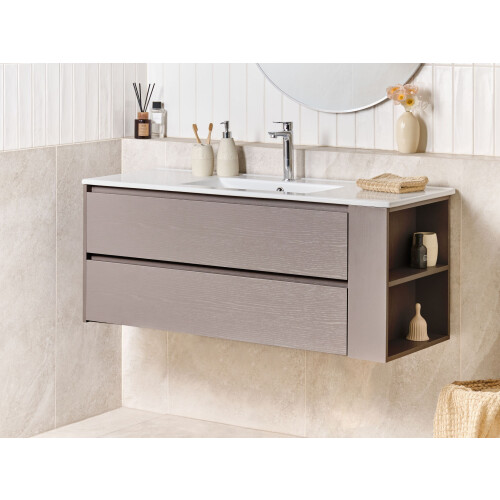 Beliani Wall Mounted Vanity Unit with Basin MANCORA Taupe 1