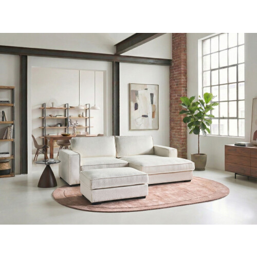 Beliani Corner Sofa KOLDING Boucle Light Beige with Ottoman Left Hand 1