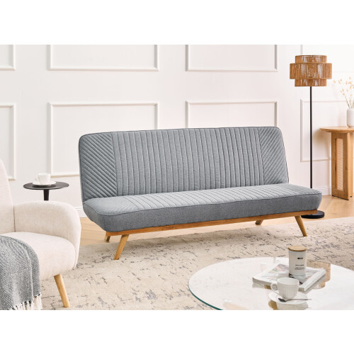 Beliani Sofa Bed 2 Seater KALFAFEL Fabric Grey 1