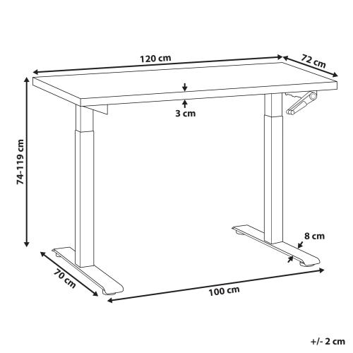 Beliani Manual Adjustable Standing Desk DESTINES 120 cm 72 cm Grey/ Black 2