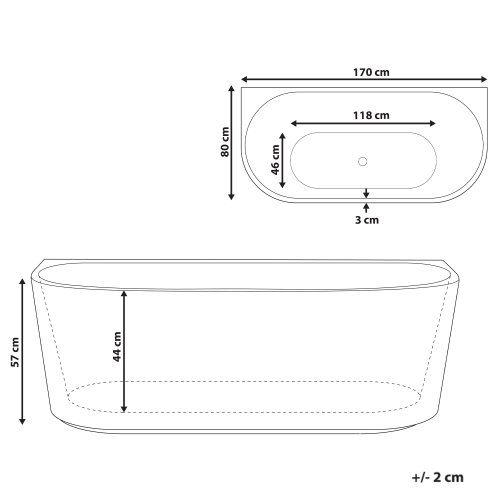 Beliani Bathtub SERENA 1700 x 800 mm White 2