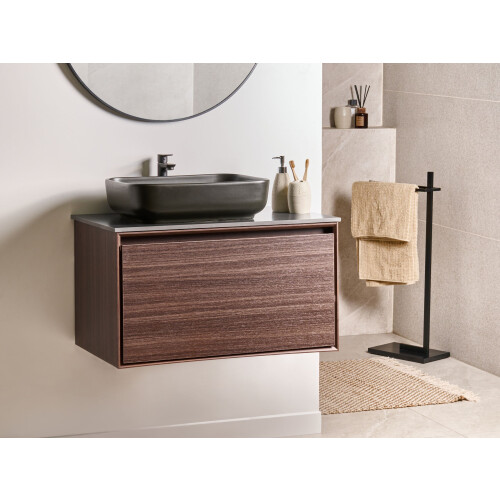 Beliani Vanity Unit with Basin 80 cm Dark Brown ARICA 1