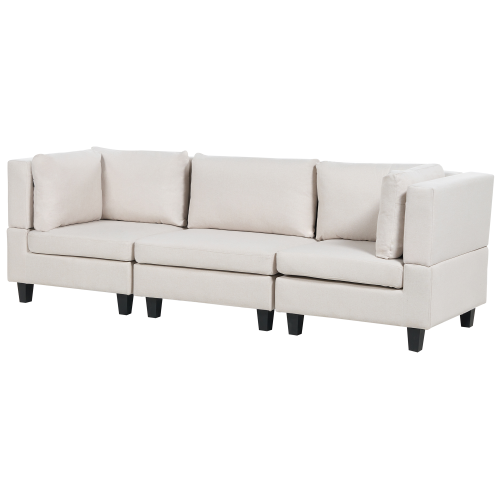 Beliani Modular Sofa 3 Seater UNSTAD Fabric Light Beige 2