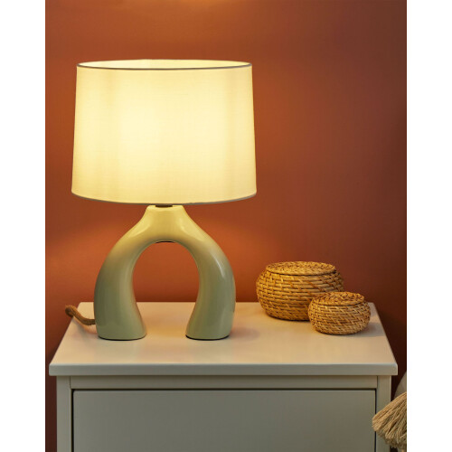 Beliani Table Lamp ABBIE Ceramic Light Green 1
