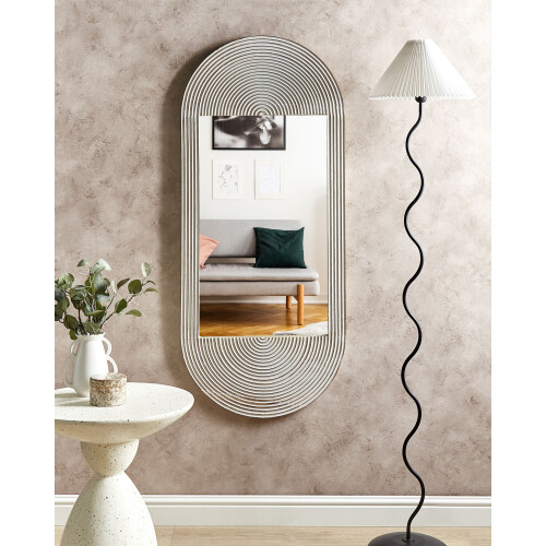 Beliani Wall Mirror BRIANT 56 cm x 130 cm Mango Wood White 1
