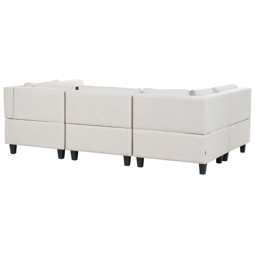 Beliani Modular U-Shape Sofa 5 Seater UNSTAD Fabric Light Beige 2