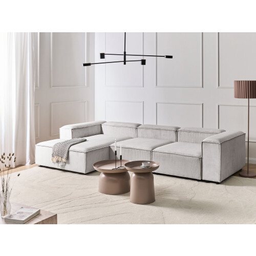 Beliani Modular Corner Sofa 4 Seater ARDAL Corduroy Off-White Right Hand 1