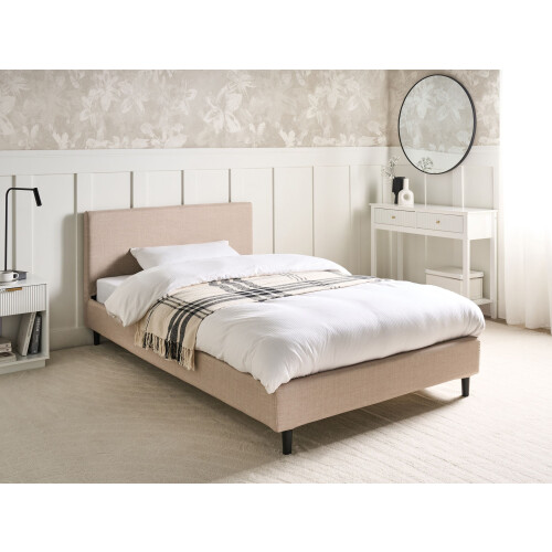 Beliani Bed Fabric FITOU 120 x 200 cm (EU Small Double) Beige 1