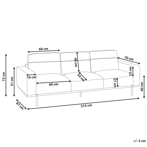 Beliani Sofa 3 Seater SOVIK Boucle Off-White 2