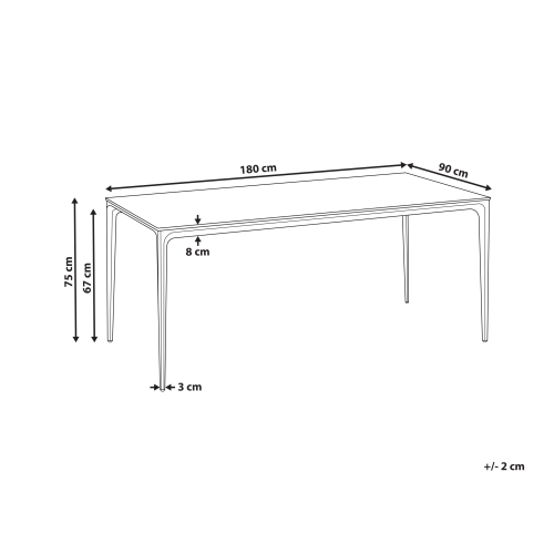 Beliani Garden Dining Table SOVARETO 180 cm 90 cm Marble Effect Black Marble 2