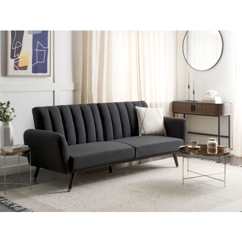 Beliani Sofa Bed 3 Seater VIMMERBY Fabric Black 1