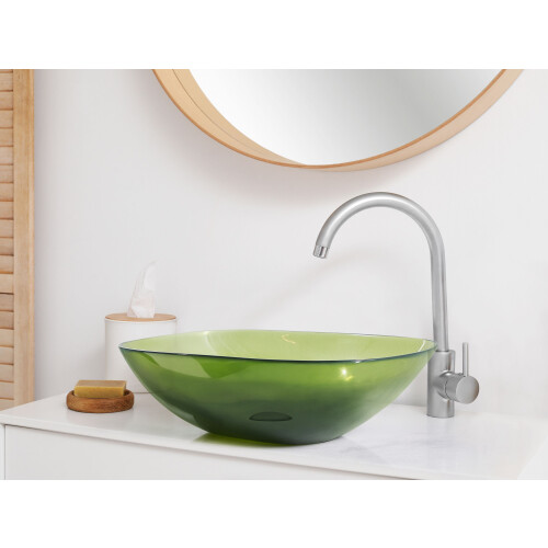 Beliani Countertop Basin MOENGO 540 x 360 mm Solid Surface Green 2