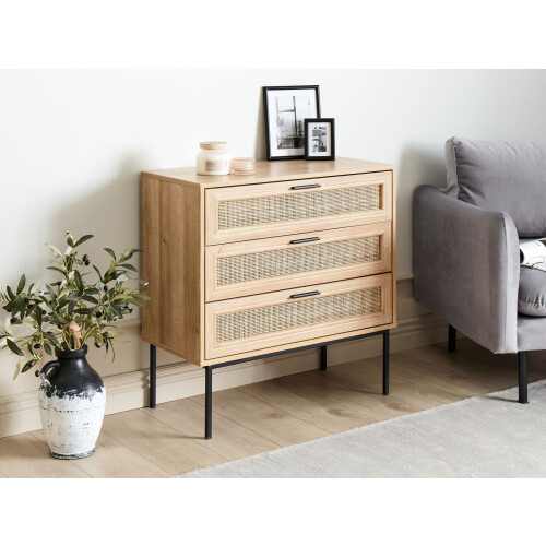 Beliani 3 Drawer Chest PASCO Light Brown 1