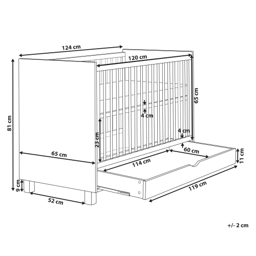 Beliani Baby Cot Bed with Storage Drawer GUNNAR 60 x 120 cm White 2