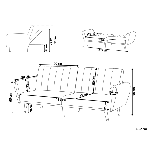 Beliani Sofa Bed 3 Seater VIMMERBY Fabric Light Beige 2