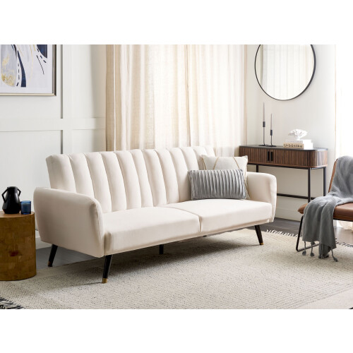 Beliani Sofa Bed 3 Seater VIMMERBY Fabric Light Beige 1