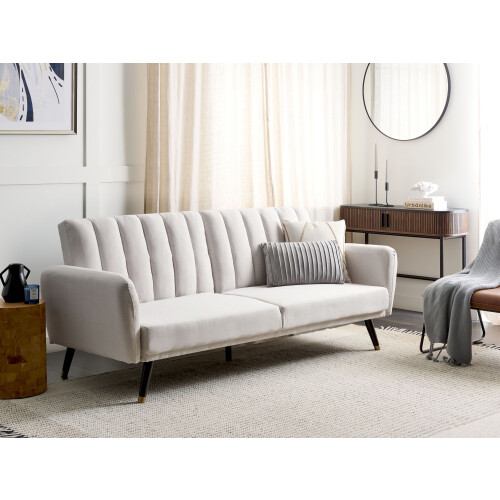 Beliani Sofa Bed 3 Seater VIMMERBY Fabric Beige 1