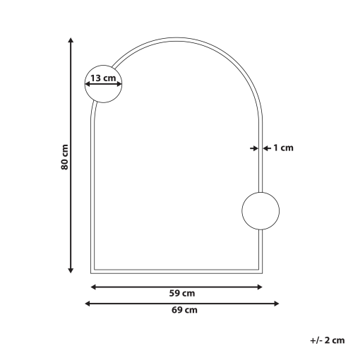 Beliani Wall Mirror AULON 69 cm 80 cm Metal Black 2