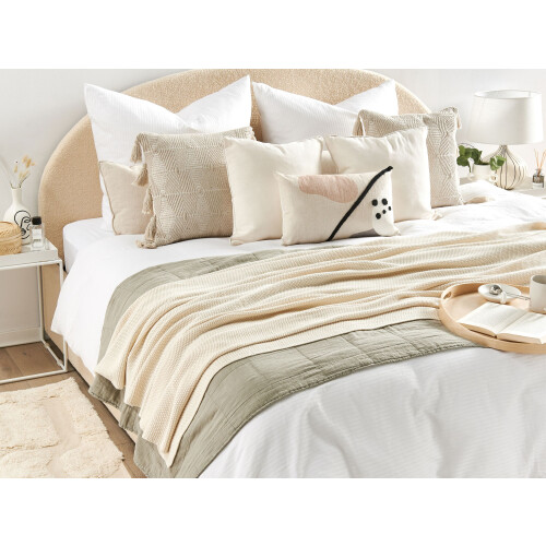 Beliani Blanket ASAKA Cotton 130 x 180 cm Beige 2