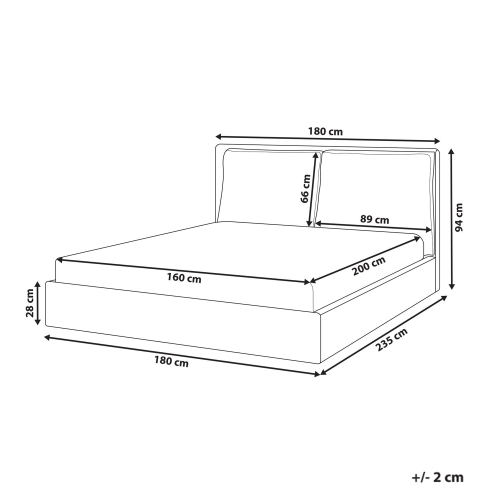 Beliani Bed Velvet BAJONNA 160 x 200 cm (EU King) Off-White 2