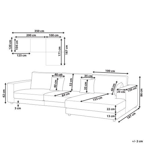 Beliani Corner Sofa 5 Seater LOFOTEN Fabric Off-White Left Hand 2