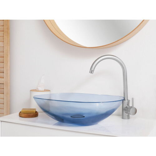 Beliani Countertop Basin MOENGO 540 x 360 mm Solid Surface Blue 1
