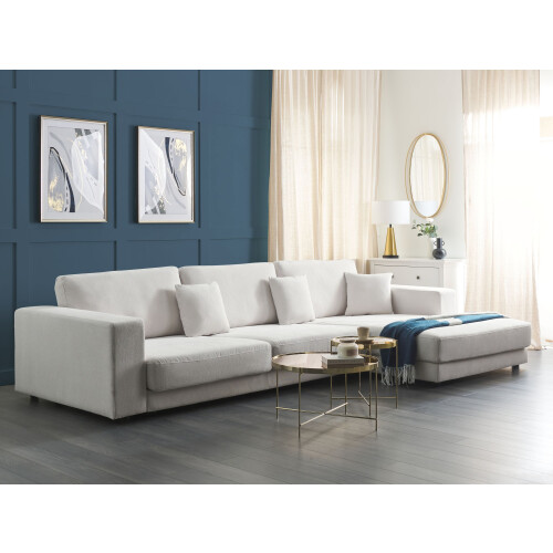 Beliani Corner Sofa 5 Seater LOFOTEN Fabric Off-White Left Hand 1
