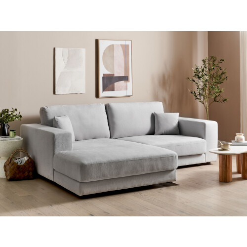 Beliani Corner Sofa 3 Seater LOFOTEN Fabric Light Grey Right Hand 1