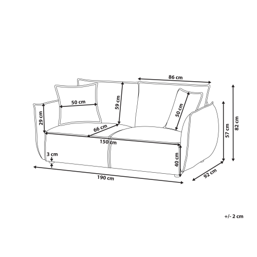 Beliani Sofa 3 Seater KUNES Fabric Dark Blue 2