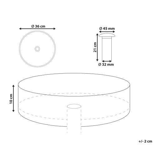 Beliani Countertop Basin TOLOSA  360 mm Solid Surface Light Blue 2