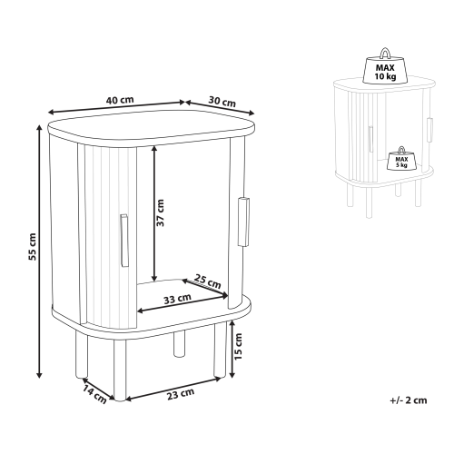 Beliani Bedside Table BRADLEY Brown 2