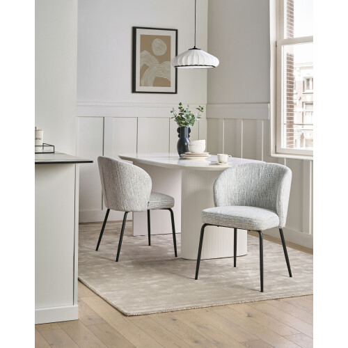 Beliani Set of 2 Dining Chairs ZANA Fabric White/Blue 1