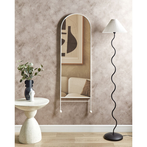 Beliani Wall Mirror JARNAGES 45 cm 145 cm Metal White 1