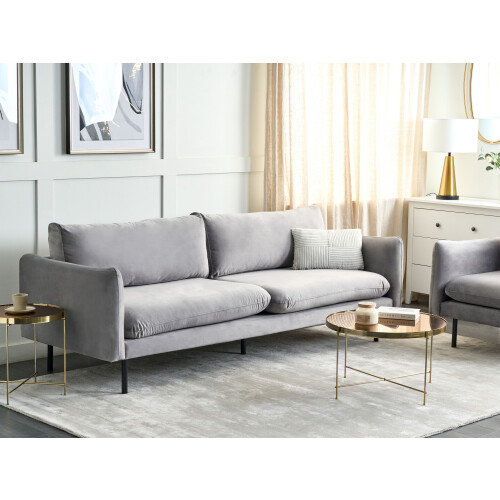 Beliani Sofa 3 Seater VINTERBRO Velvet Grey 2