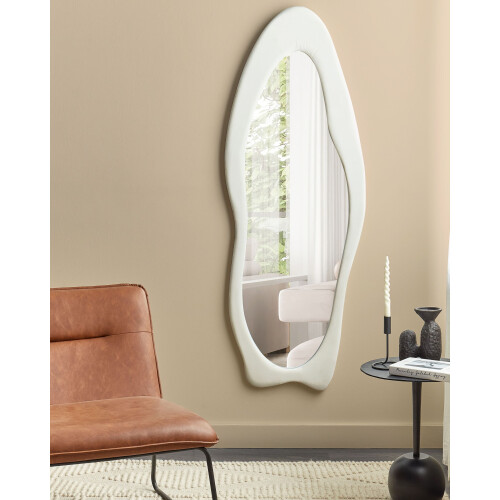Beliani Wall Mirror REIGNY 57 cm 160 cm Velvet White 1
