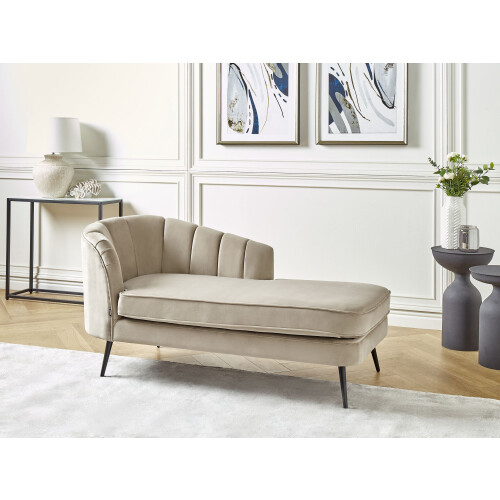 Beliani Left-Hand Chaise Longue ALLIER Velvet Beige 1