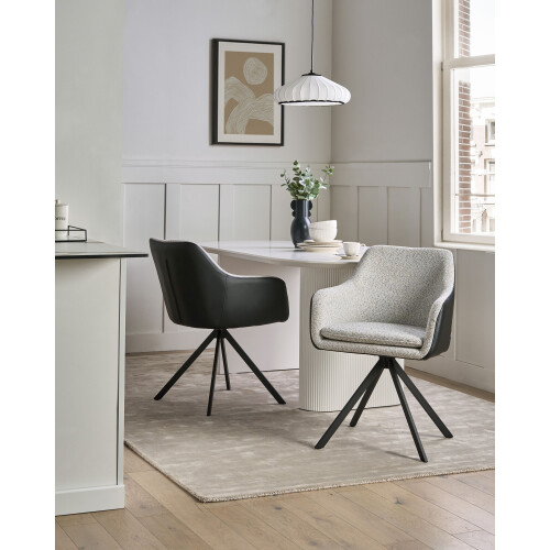 Beliani Set of 2 Dining Chairs LITHIA Fabric Black/ White 1