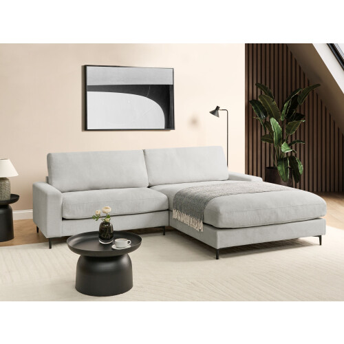 Beliani Corner Sofa 3 Seater MALOY Chenille Light Grey Left Hand 1