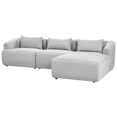 Beliani Corner Sofa 3 Seater SVANSELE Fabric Grey Left Hand 1